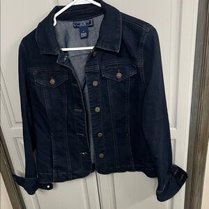 Charter Club Navy Denim Jacket with Button Front